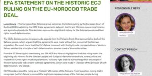التحالف الأوروبي الحر يحتفل بالحكم التاريخي الذي يبطل اتفاقيات الاتحاد الأوروبي والمغرب