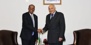 عطاف ونظيره الجيبوتي يناقشان المواضيع المدرجة على جدول أعمال الندوة حول السلم والأمن في إفريقيا